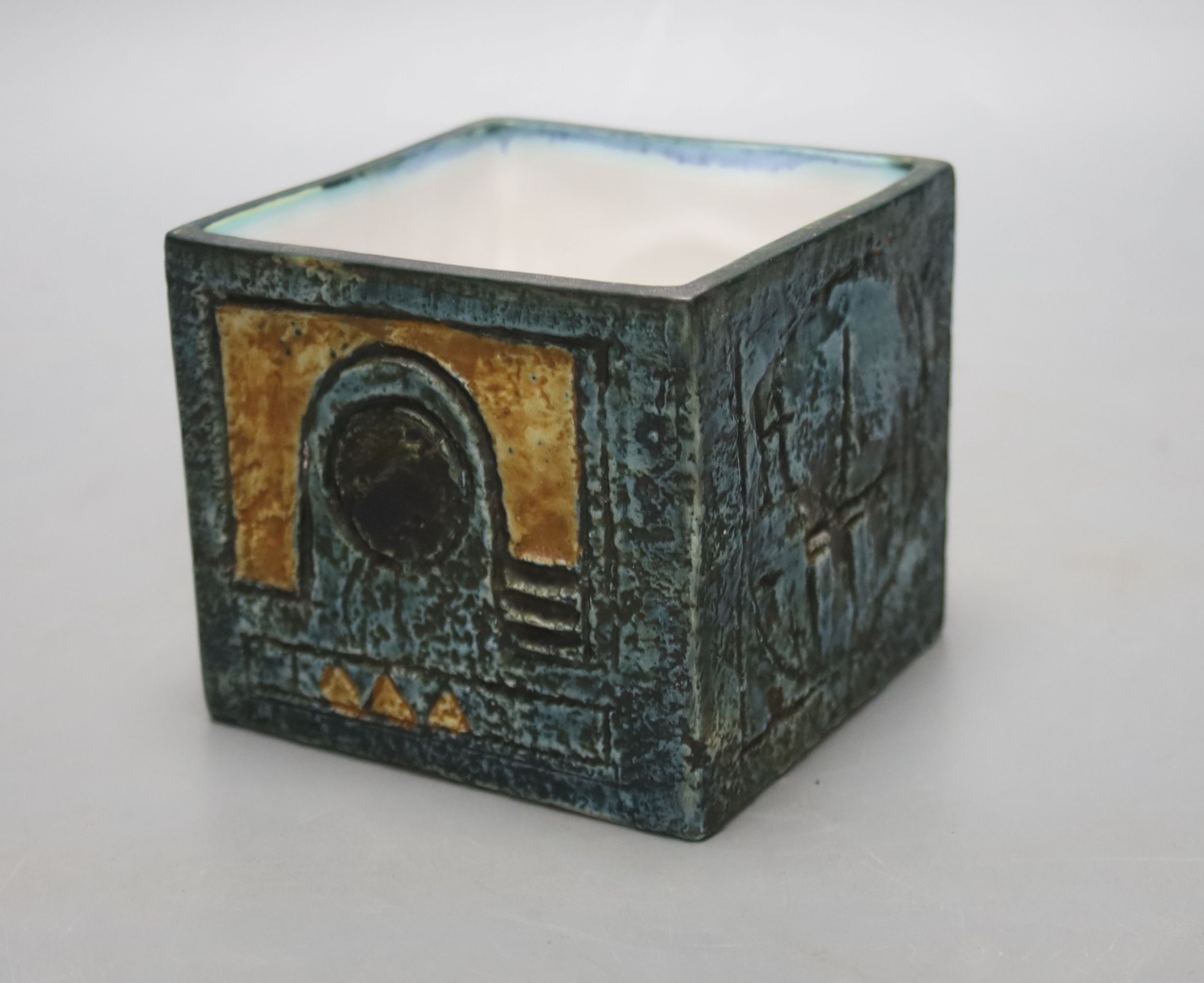 A Troika cube vase, 8 cms high.